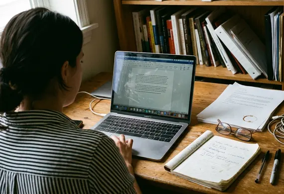 On-site content creation workspace, clean aesthetic but lived-in