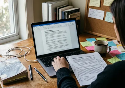 Observational Content creation workspace, clean aesthetic but lived-in, captured mid-afternoon for internal records